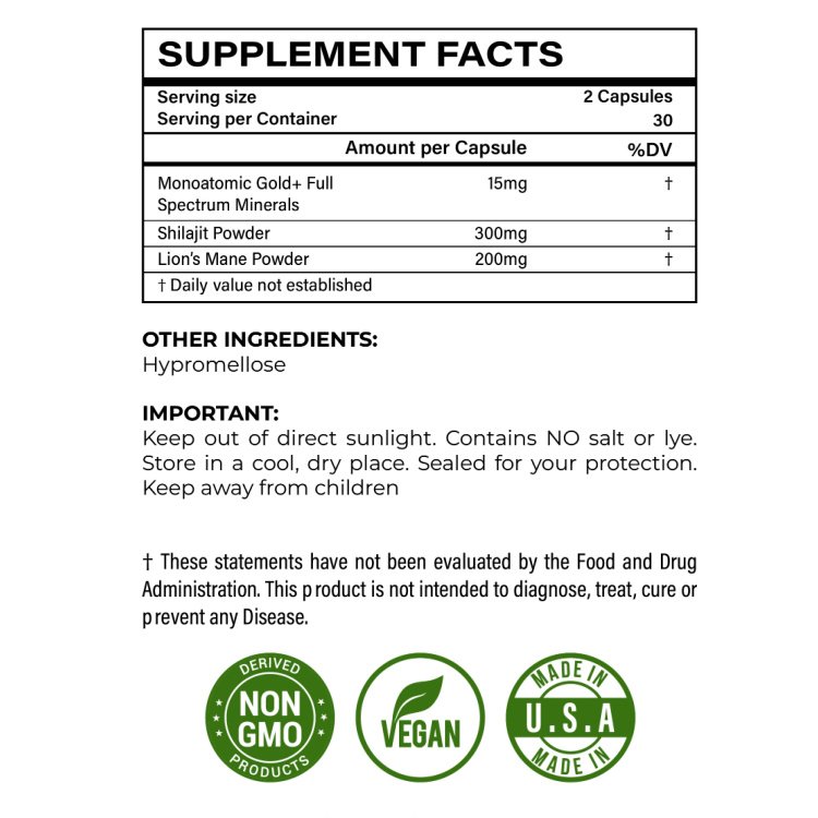 Joy Capsules - Ormus, Shilajit, Lions Mane Mushroom