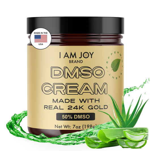 DMSO Cream with Aloe Vera Gel | 99.99% Pure Pharmaceutical Grade | Infused with Real 24K Colloidal Gold | Organic Peppermint Scent – 7oz Jar